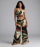 Sultry Effect Abstract Wide-Leg Pants