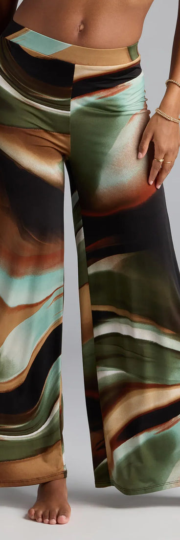 Stay polished and comfortable in the Sultry Effect Abstract Wide-Leg Pants, trendy black pants for women that transition from everyday looks to weekend slay.