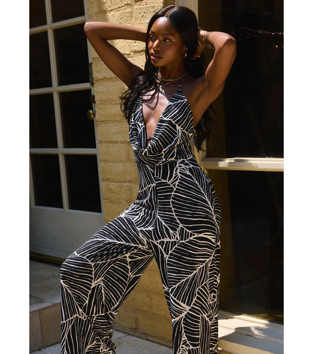Stay polished and comfortable in the Tropic Like It’s Hot Wide Leg Cowl Neck Jumpsuit, trendy black pants for women that transition from everyday looks to weekend slay.