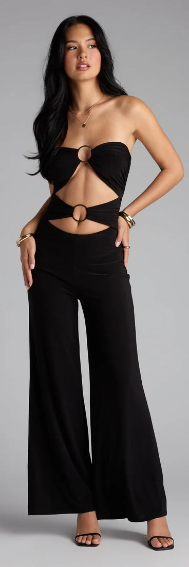Elevate your look with the Get Like Me Cutout Wide-Leg Jumpsuit, a chic black jumpsuit that delivers effortless polish for dinners, events, or date nights.