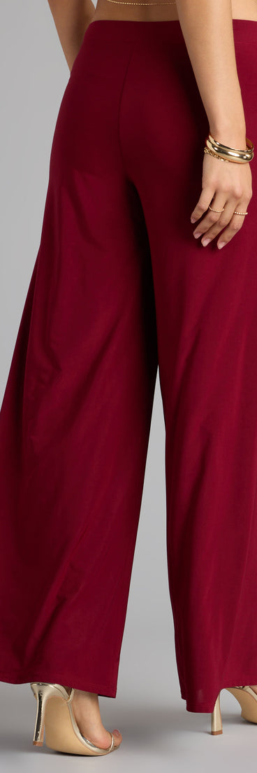 Style up your rotation with the Luxe Girl Agenda Wide Leg Knit Pants, trendy pants made to anchor every outfit with attitude and ease.