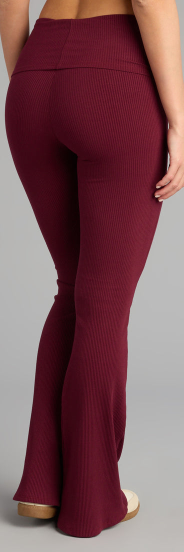 Make a fall statement in the Chill Time Rib Knit Flare Pants, a closet must-have among fall bottoms for women.
