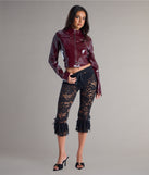 Lace Games Ruffle Capri Pants
