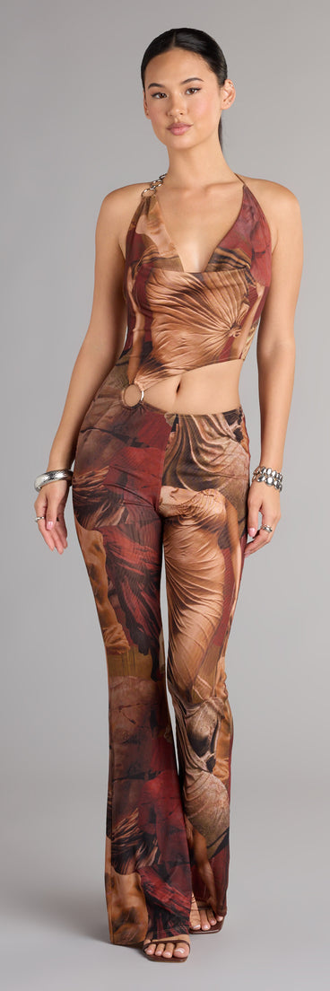 Make a fall statement in the Off Duty Muse Abstract Print Cutout Jumpsuit, a closet must-have among fall bottoms for women.