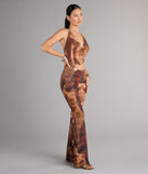 Abstract Print Cutout Jumpsuit