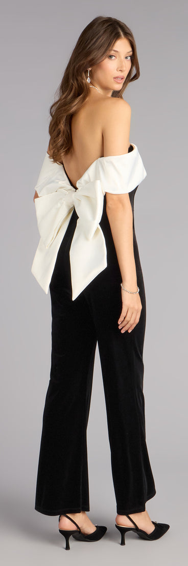 Polished Luxe Bow-Back Velvet Jumpsuit