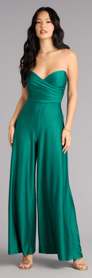 Starlit Satin Strapless Wide-Leg Jumpsuit