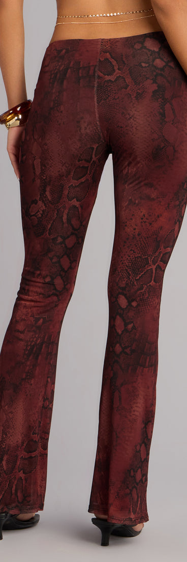 Sleek Moves Snake Print Flare Pants