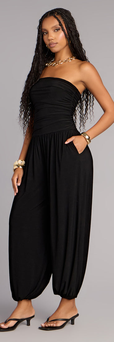 Low Effort Luxe Strapless Jumpsuit