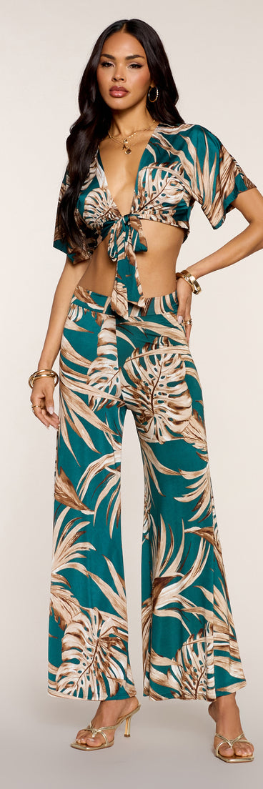 Palm Print Daydream Wide-Leg Pants