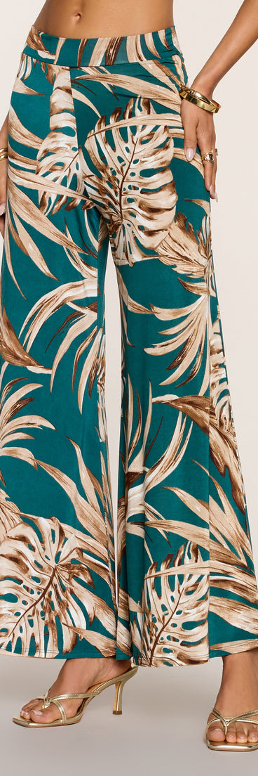 Palm Print Daydream Wide-Leg Pants