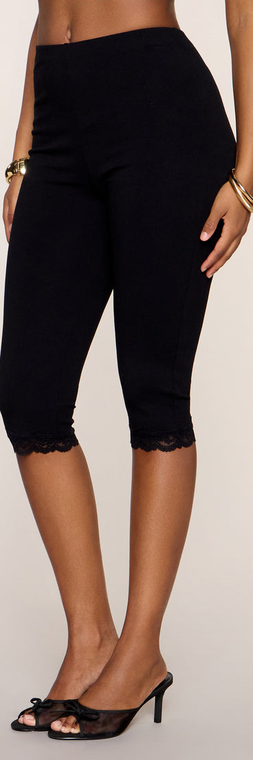 Soft Touch Lace Trim Capri Pants