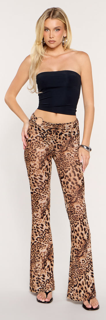 Fierce Flash Rhinestone Leopard Print Flare Pants