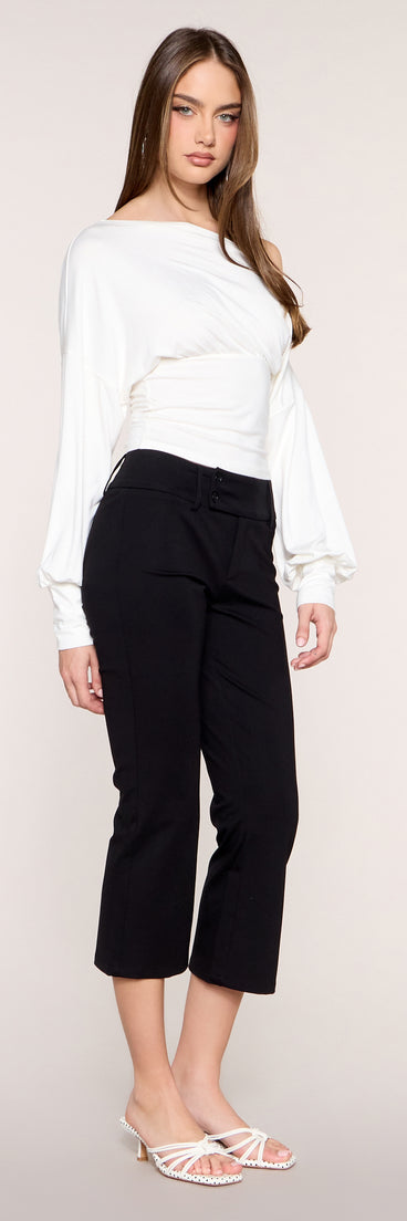 Double Take Low Rise Double Button Capri Pants