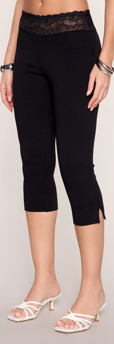 Pretty In Ponte Lace Waist Ponte Capri Pants