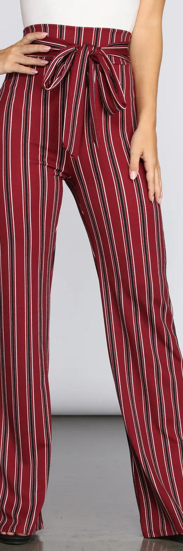 High Waist Striped Trousers