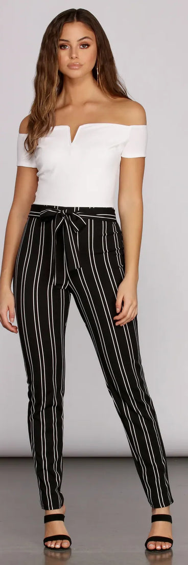 Miss Monochrome Striped Jumpsuit