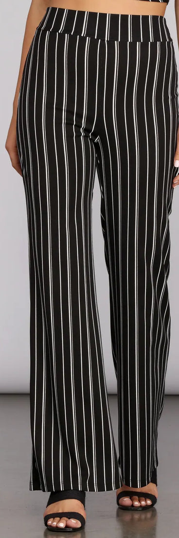 Sleek In Stripes High Waist Pants