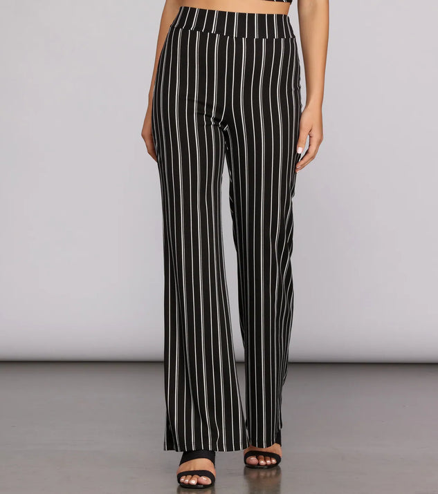 Sleek In Stripes High Waist Pants
