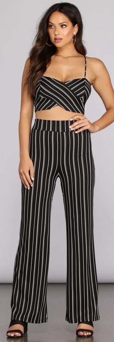 Sleek In Stripes High Waist Pants