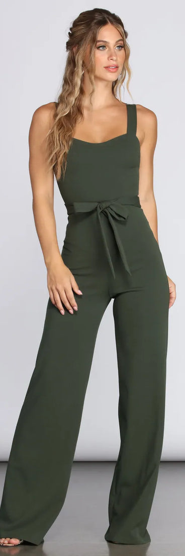 Such A Sweetheart Tie Waist Jumpsuit