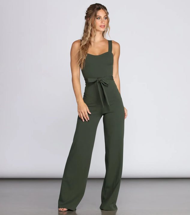 Such A Sweetheart Tie Waist Jumpsuit