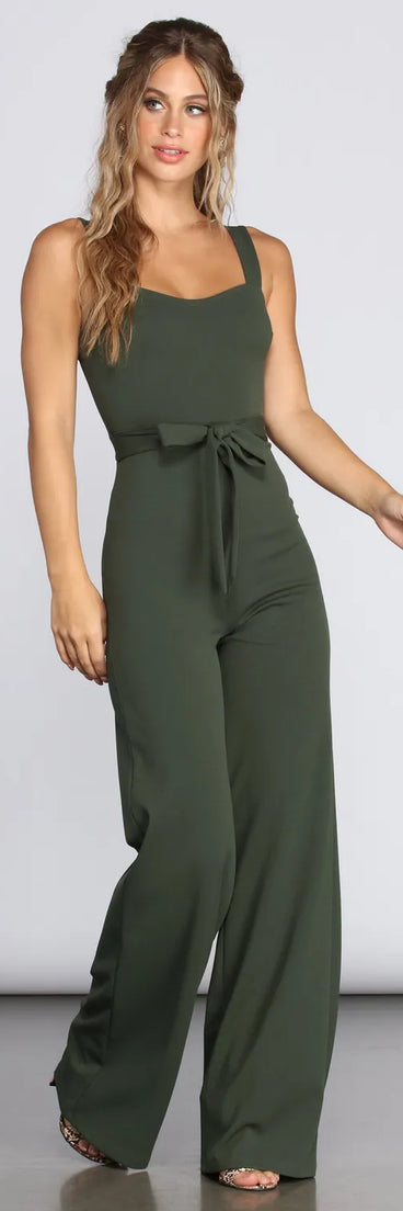 Such A Sweetheart Tie Waist Jumpsuit