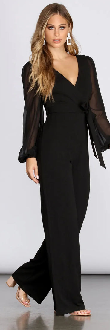 Chiffon Tie Waist Jumpsuit