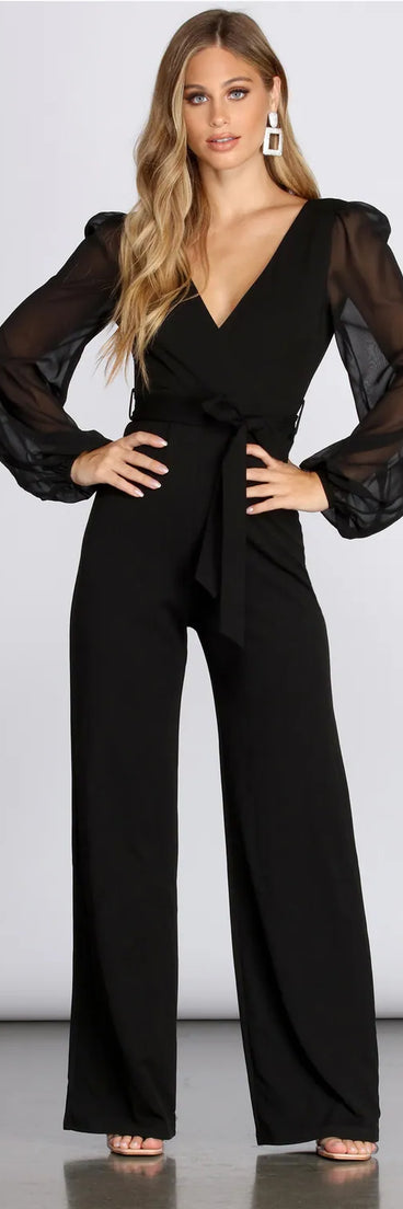Chiffon Tie Waist Jumpsuit