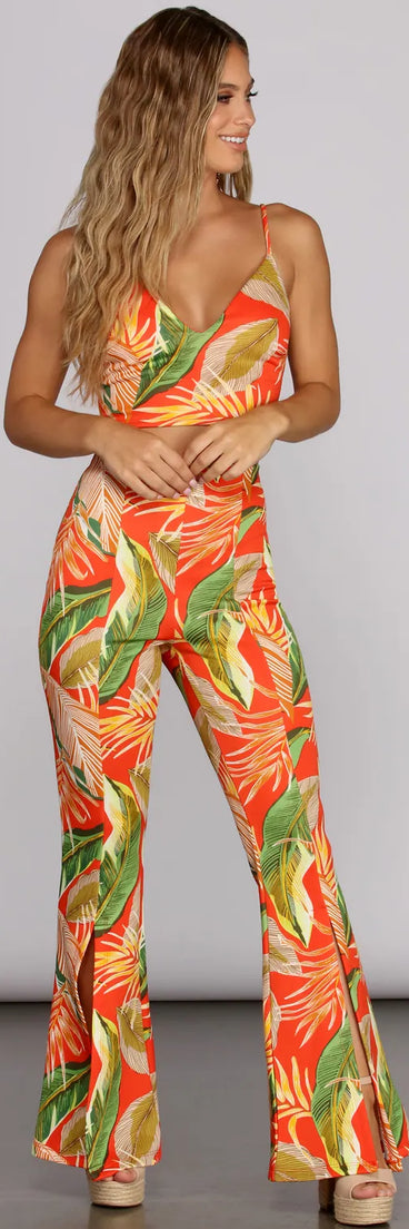 To Paradise Printed Flared Pants