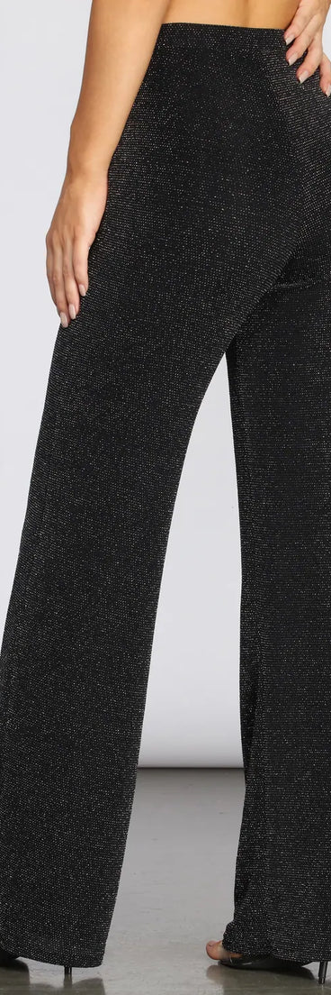 Glittering Knit Wide Leg Pants