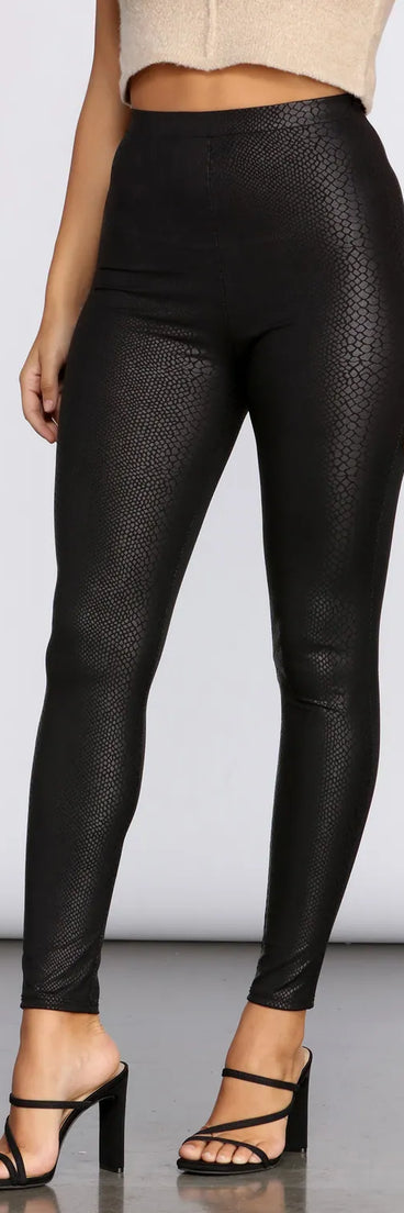 Embossed Snake Leggings