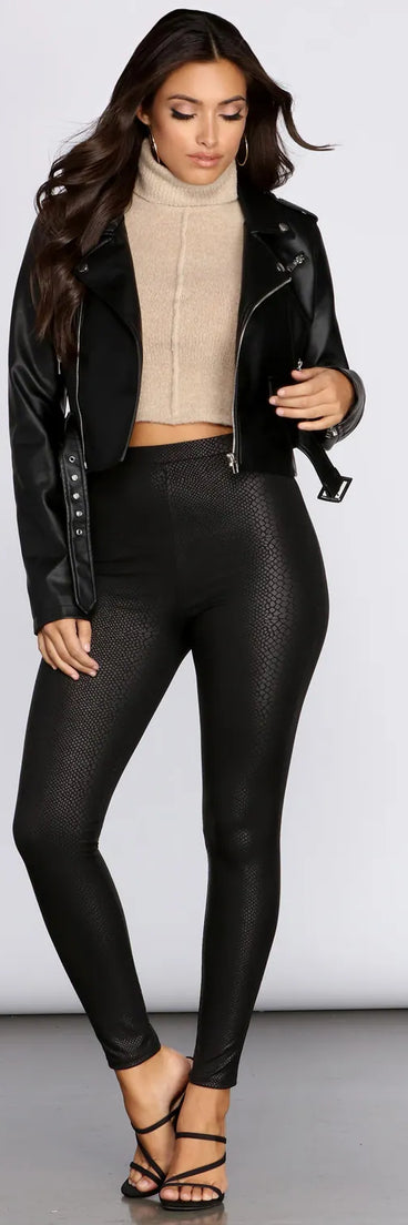 Embossed Snake Leggings