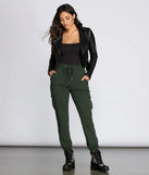High Waist Knit Cargo Joggers