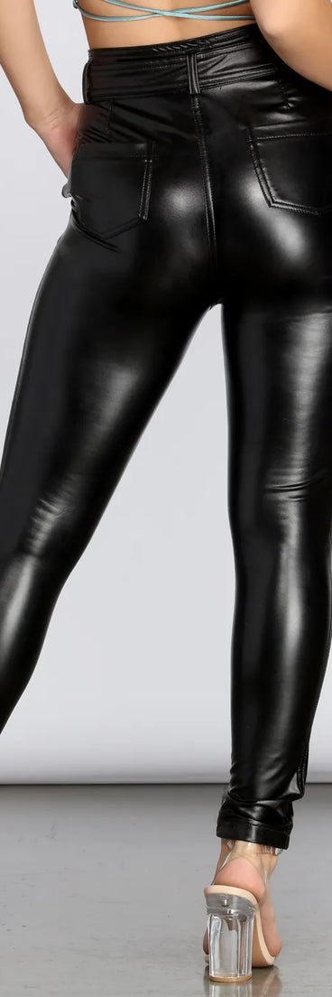 Faux Leather Paper Bag Pants