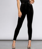 Tie Waist Velvet Skinny Pants