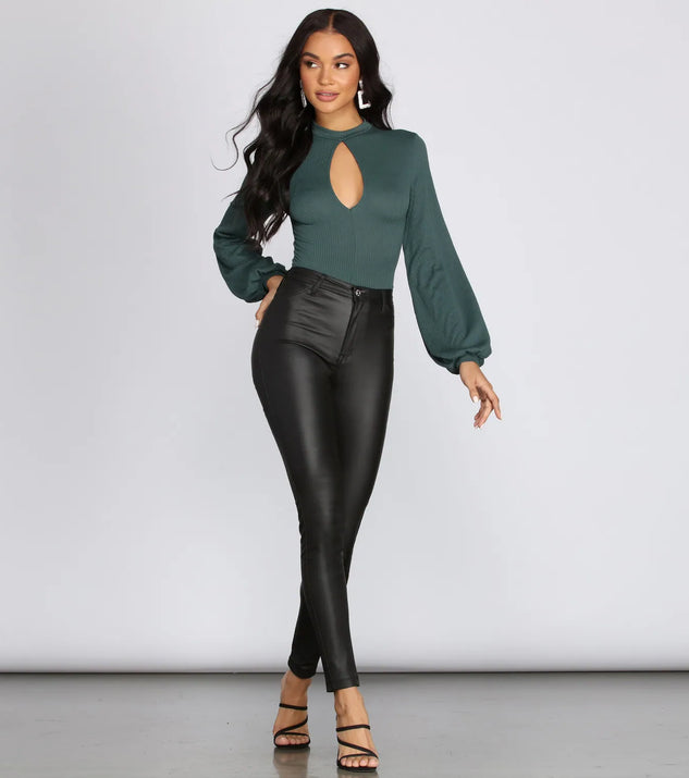 High Rise Coated Faux Leather Skinny Pants | Windsor