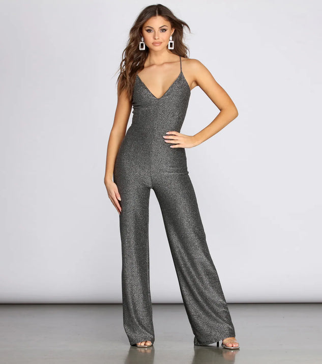 Glam It Up Glitter Knit Jumpsuit