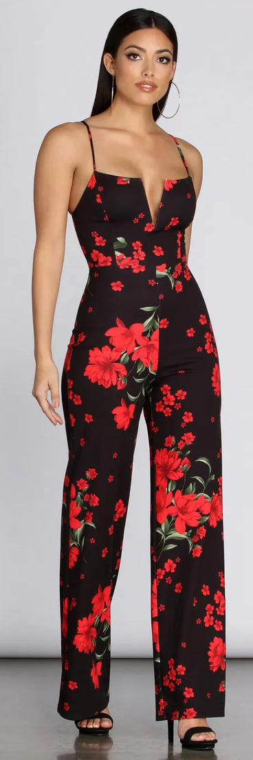 Floral Feeling V Wire Jumpsuit