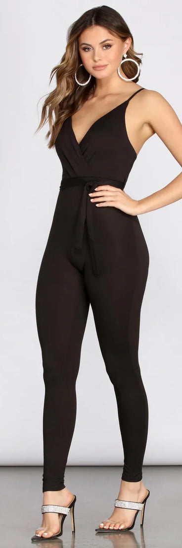 Surplice Tie Front Jumpsuit