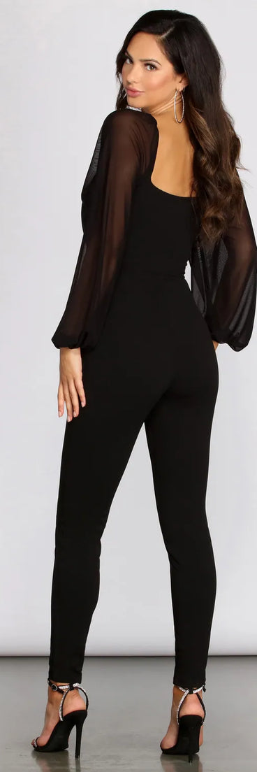 My Rules Balloon Sleeve Fitted Jumpsuit