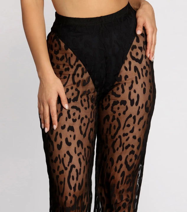 Wide Leg Leopard Mesh Pants | Windsor