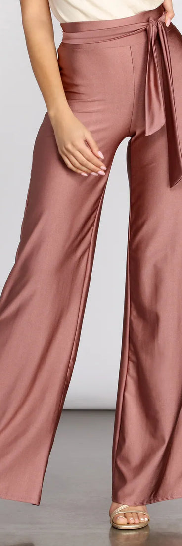 High Rise Tie Waist Straight Leg Pants