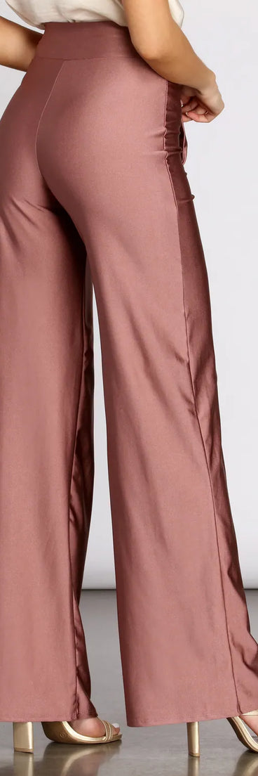 High Rise Tie Waist Straight Leg Pants