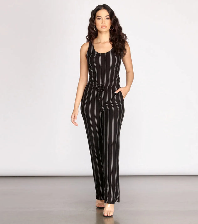 Stripe Decision Sleeveless Jumpsuit