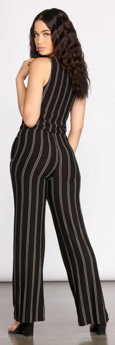 Stripe Decision Sleeveless Jumpsuit
