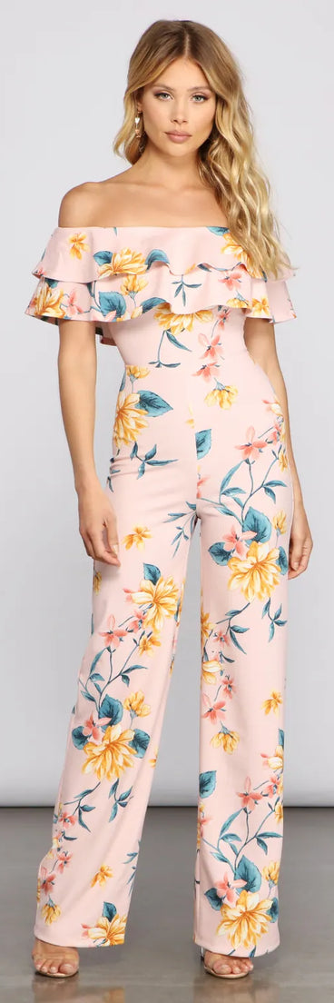 Tropical Escape Off-The-Shoulder Jumpsuit