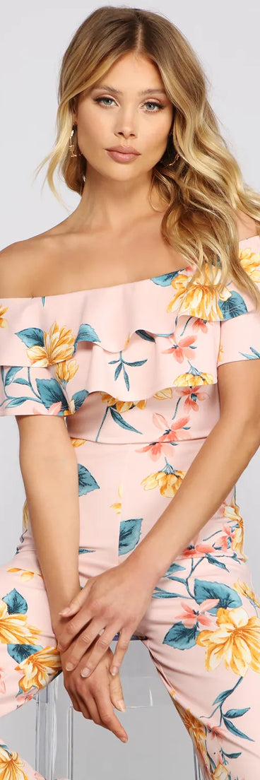 Tropical Escape Off-The-Shoulder Jumpsuit