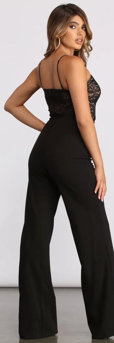 Sleeveless Sweetheart Neck Corset Lace Jumpsuit