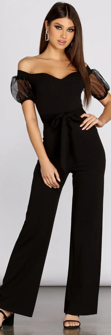 Sheer Perfection Puff Sleeve Jumpsuit